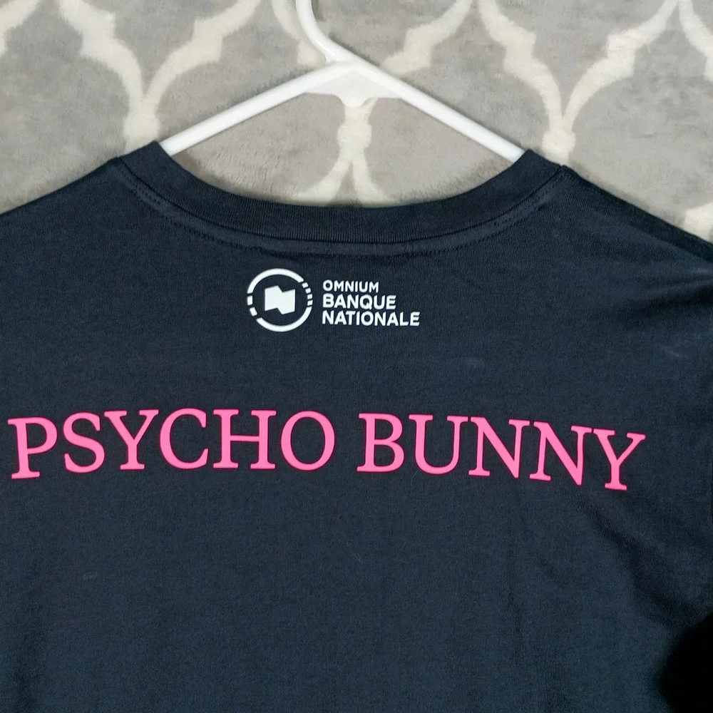 Psycho Bunny Graphic Tee Women Medium Black Pink Pima Cotton - Picture 6 of 8